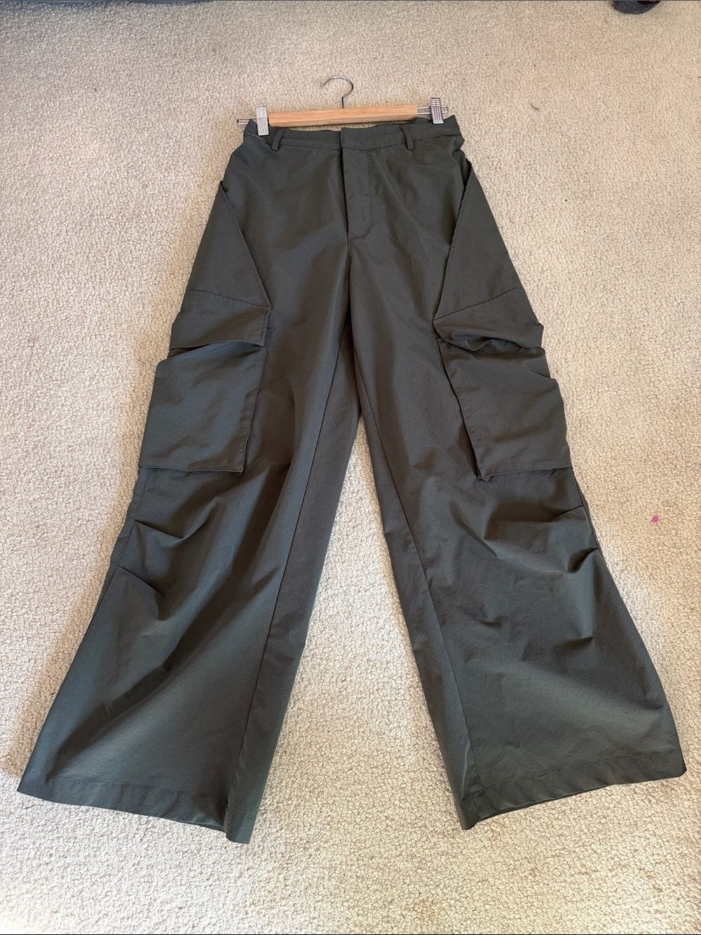 Cider Olive Green Wide Cargo Stretch Trousers Pants Size Small - Picture 6 of 10